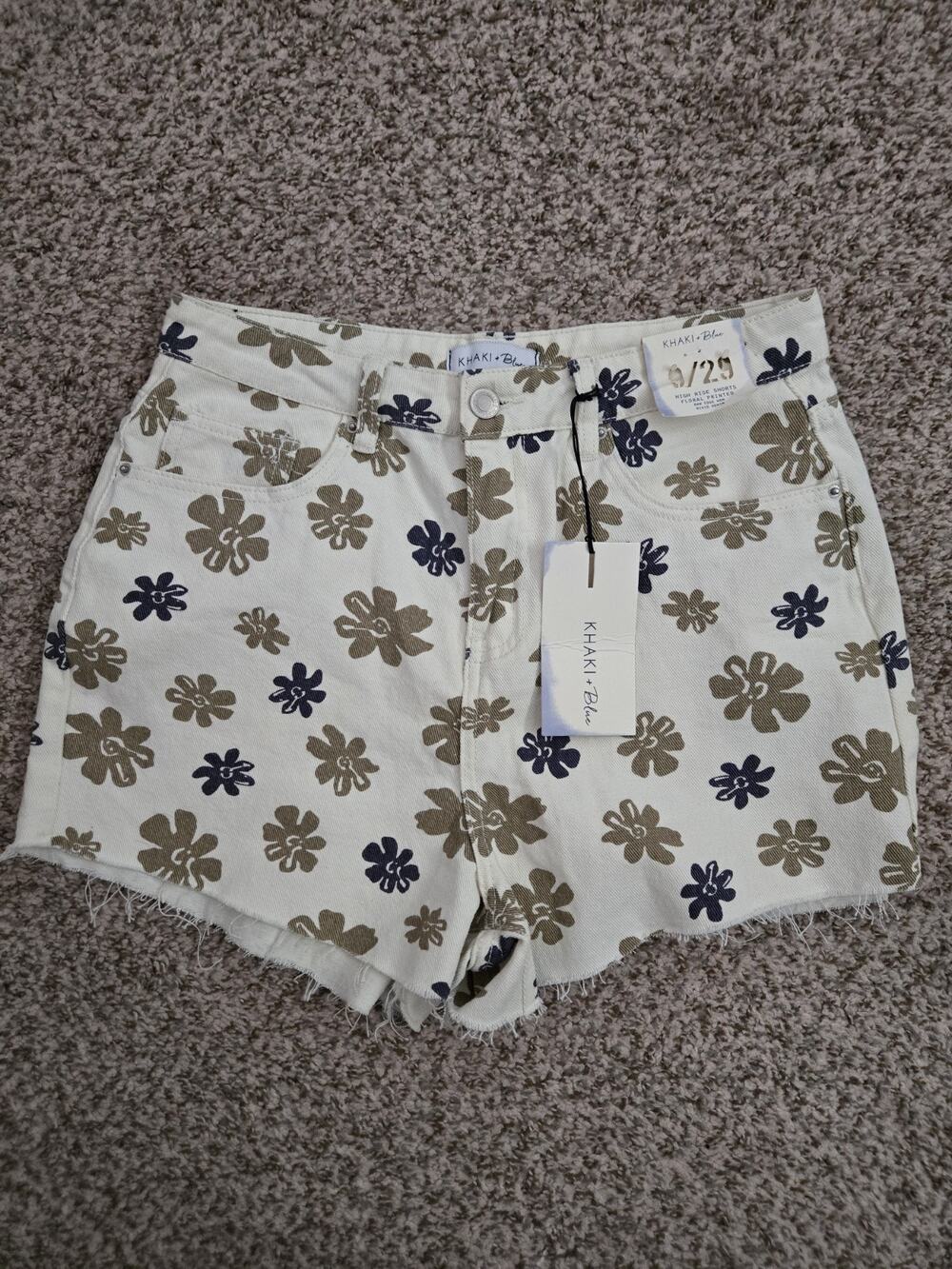 KHAKI + BLUE High Rise Shorts Floral Print Denim Women's Jr Size 9 (Size 29)